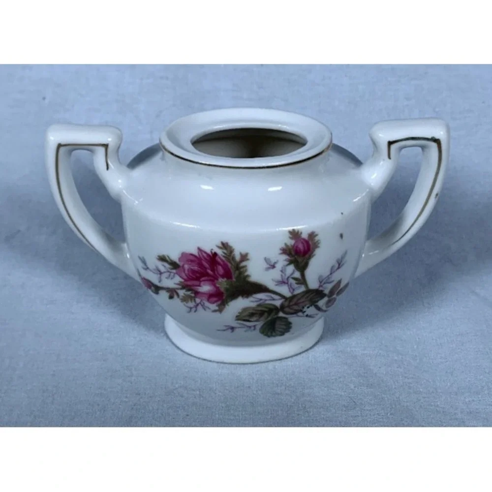 15 Pc Mini Porcelain Moss Rose Dish Set Hand Painted Gold Trim Japan